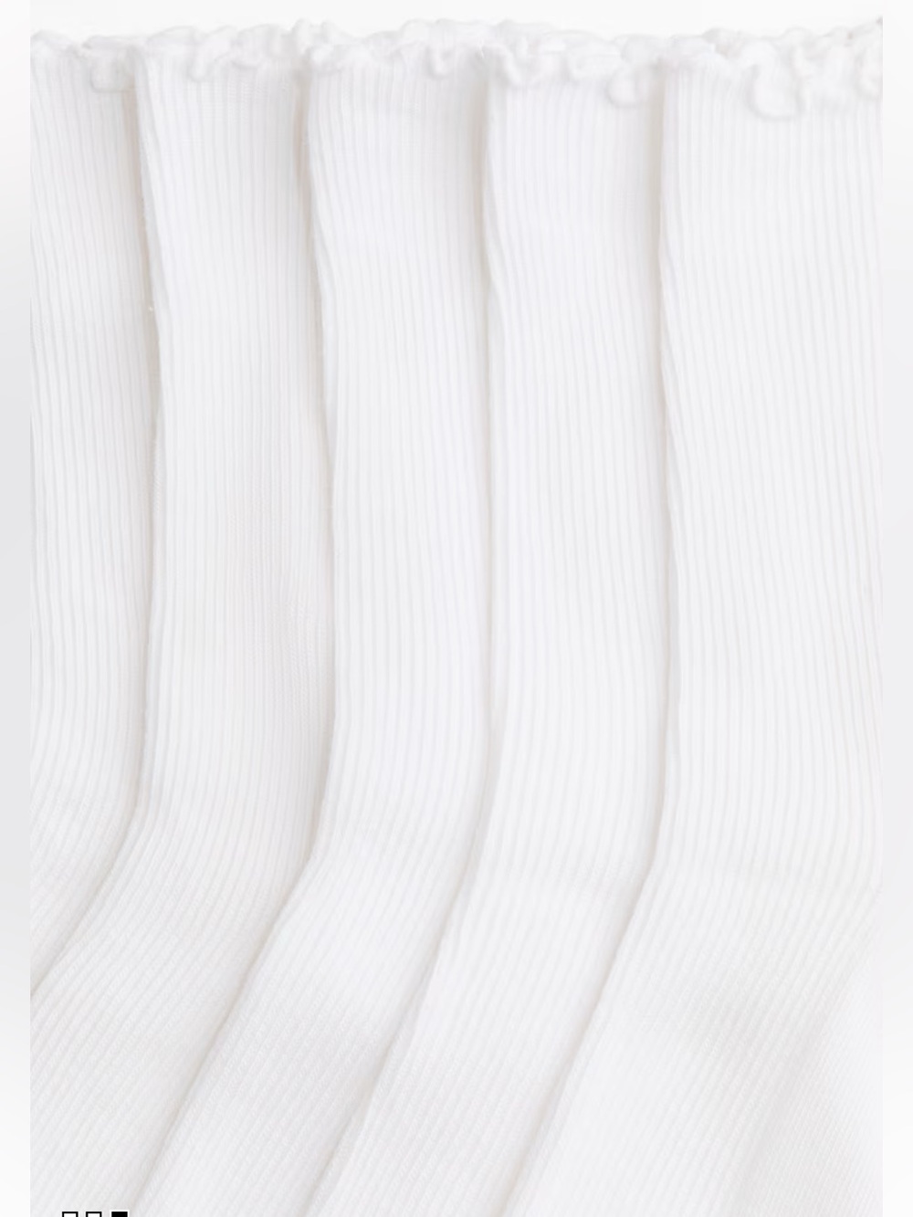 5-Pack White Rib Knit Ruffled Socks, Size 8-10 - Picture 3 of 7